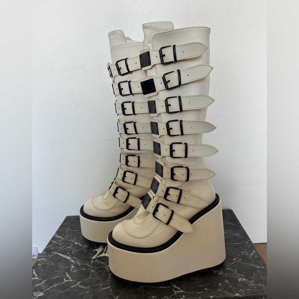 Demonia White Swing 815 Platform Boots - image 3